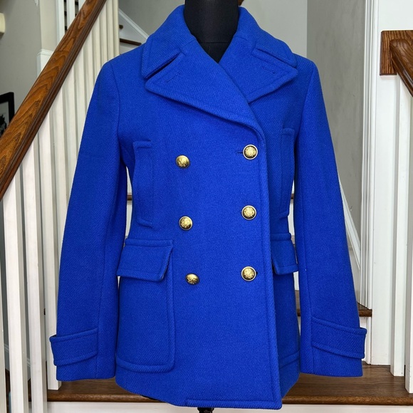 J. Crew Stadium Cloth Wool Nello Gori Peacoat in Cobalt Blue Size 2 - Picture 1 of 16